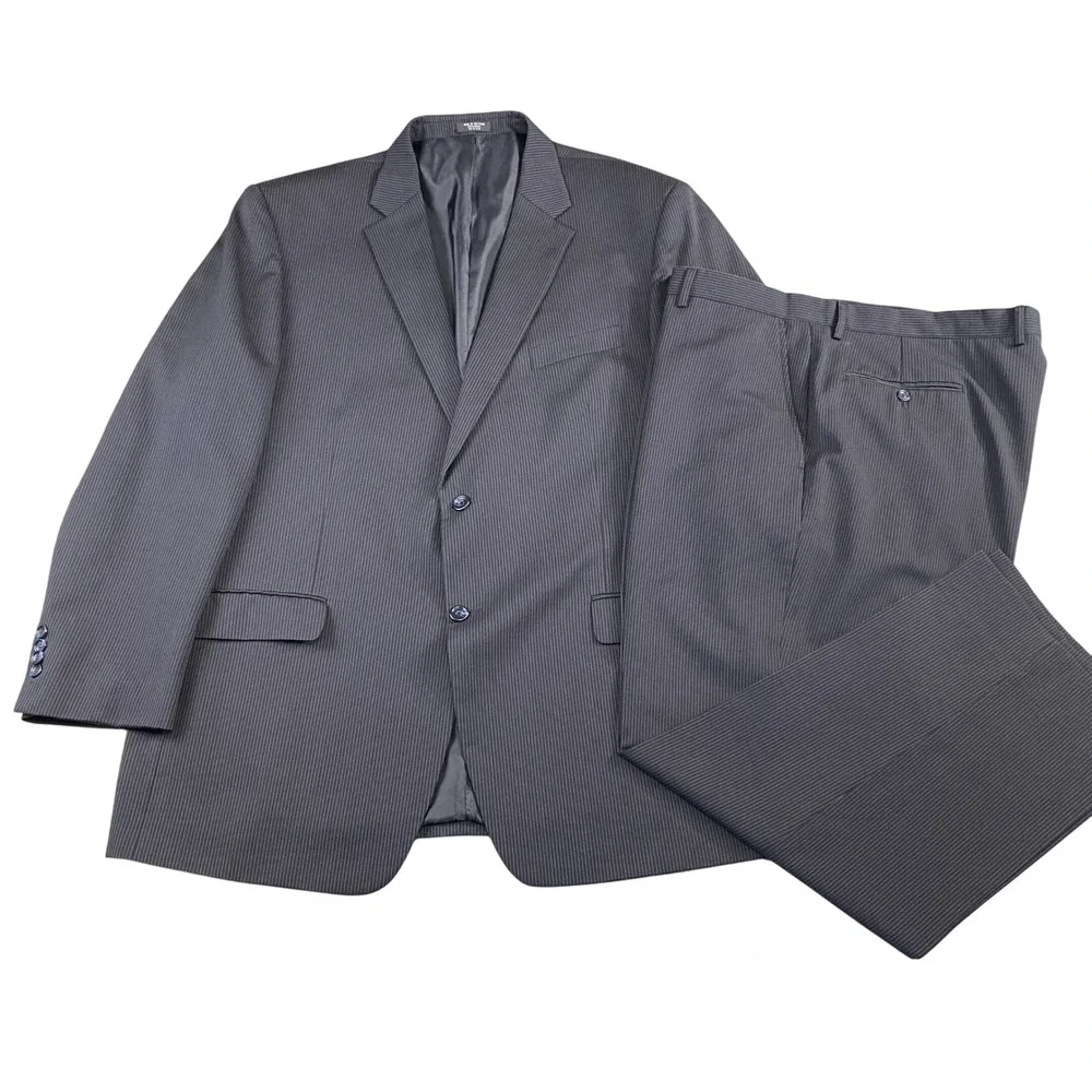 Jones New York Collection Men's L‎ 48 Pinstripe Wool Suit Jacket and Pants Set